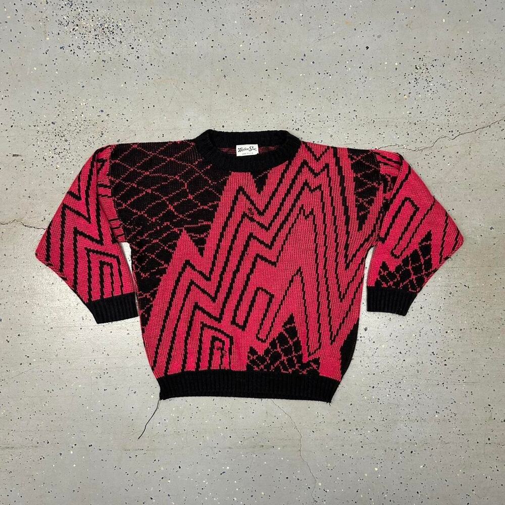 Pink and black vintage 80s sweater